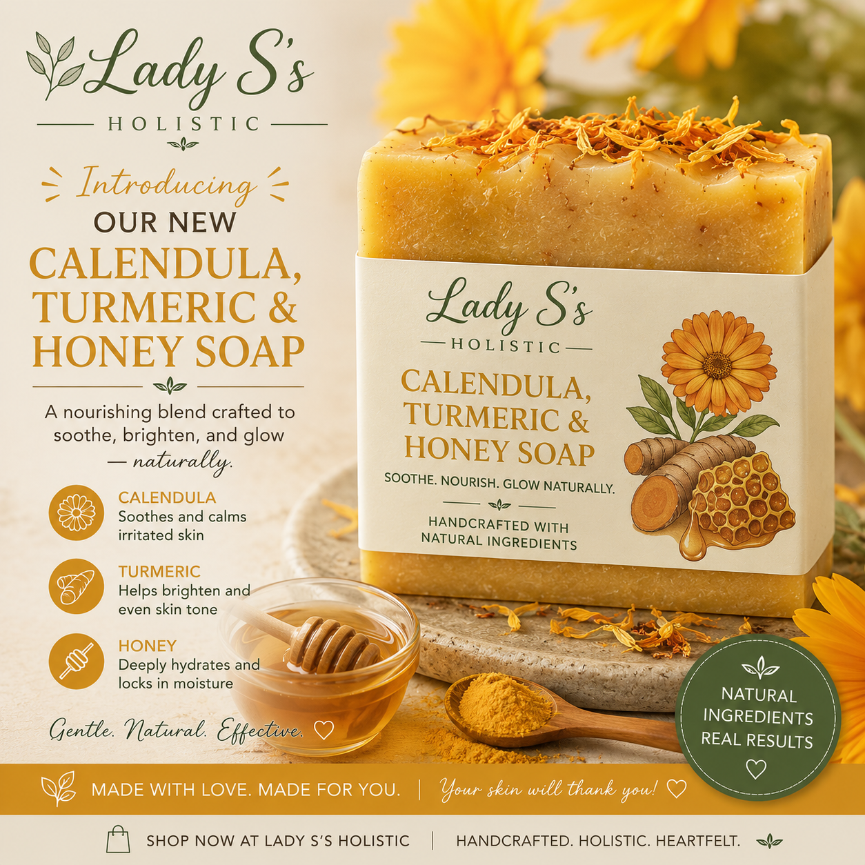 Calendula, turmeric and honey